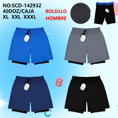 Short doble microfibra con bolsillo masculino 